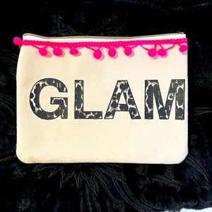 🔥FREE WHEN BUNDLED🔥 Canvas Makeup Bag with pink fringe and animal print GLAM